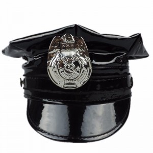 Hawk Hat Badge PVC PU läderlock svart åttkantigt läder poliskapp läder militär mössa som spelar enhetligt mössa huvudbonader