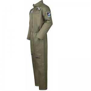 Herrflygplan Fighter Pilot Jumpsuit Flight kostym för vuxna med broderade lappar och fickor