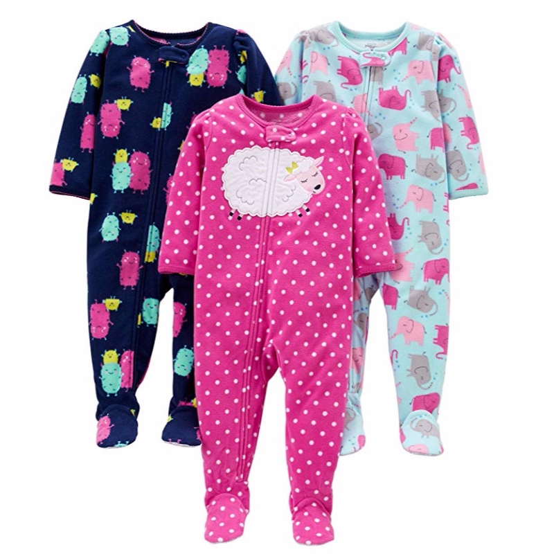 Carter's Baby and Toddler Girls 3-pack Loose Fit Fleece Footed Pyjamas Sleepwear