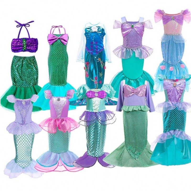 Flickor Little Mermaid Hallowen Princess Costume Children Ariel Dress Kids Christmas Carnival Birthday Party Fancy Outfit kläder