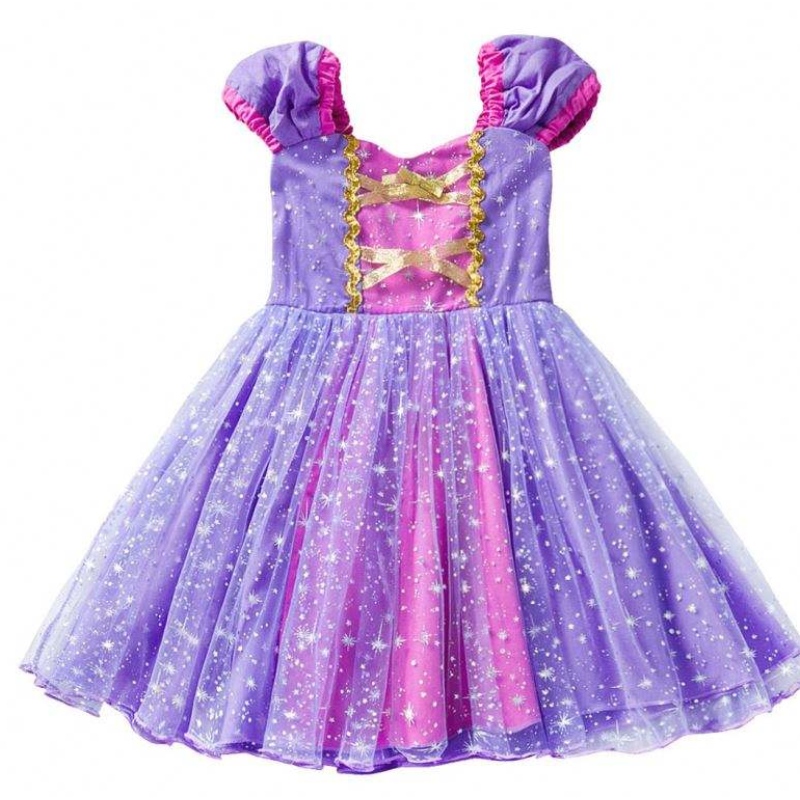 Högkvalitativ rapunzel prinsessklänning klänning för festfilm trasslade karaktärer cosplay flickor födelsedagsfest klänning i 1-4 år