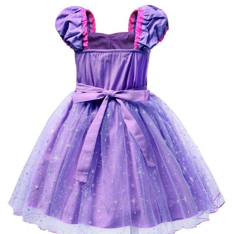Högkvalitativ rapunzel prinsessklänning klänning för festfilm trasslade karaktärer cosplay flickor födelsedagsfest klänning i 1-4 år