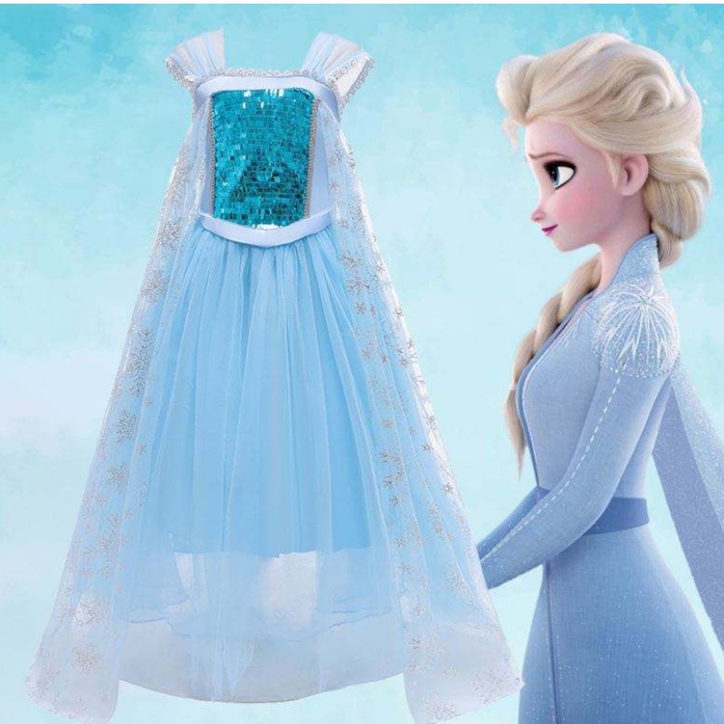 Ny snödrottning Performance Costume Princess Elsa Blue Dress Halloween Costume BX1705