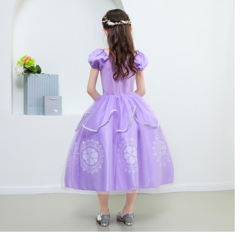 Prinsessan sofia klänning för tjej barn cosplay puff hylsa lager klänningar barnfest födelsedag bröllop boll klänning snygga kostymer