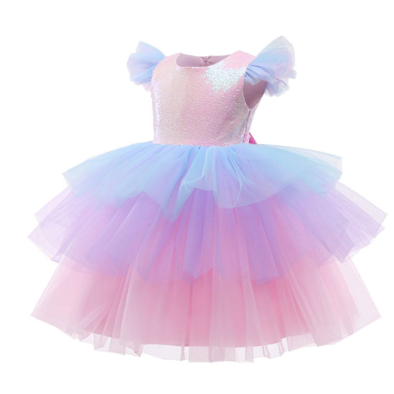Flickor formella prinsessan klänning barn spets tyll regnbåge elegant kvällsfest tårta tutu prom klänning barn bröllop kommunion Kostym