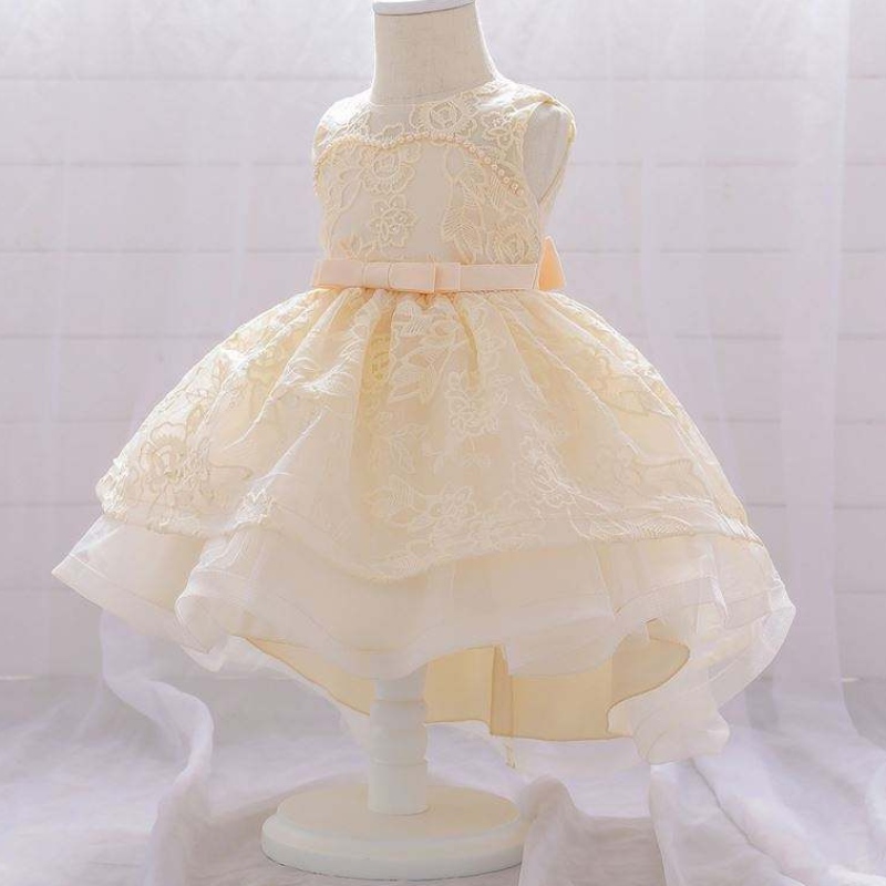 Baige Ny ankomstklänning Bud Silk Printing Birthday Party Wedding Girl \\\\ \'s klänning för sommaren