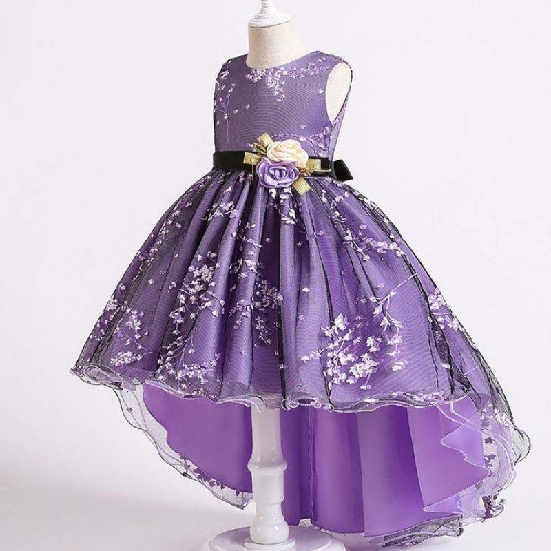 Baige Children Dress Girls Bow Wedding Gown Slå Western Party Wear Formal Princess Girl \\\\ \'s klänning 2153