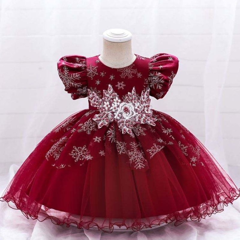 Baige Baby Girl Frocks Design Short Sleeve Performance Dance Dress Children\'s Party Wear Gown L2028XZ