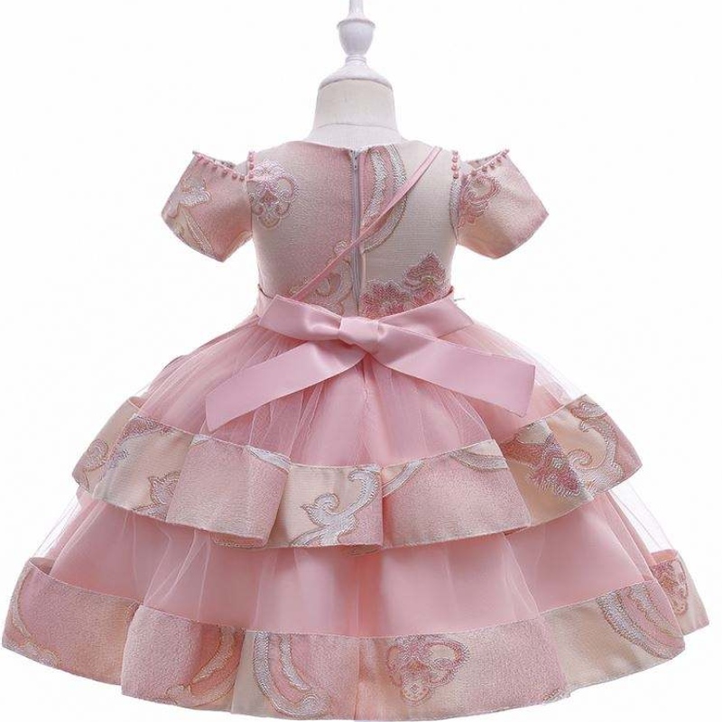 Baige Amazon Hot Sale Nytt bröllopsevenemang frock födelsedagsceremoni flicka festklänning barn 3-8 år gammal tjej fancy klänningar l5212