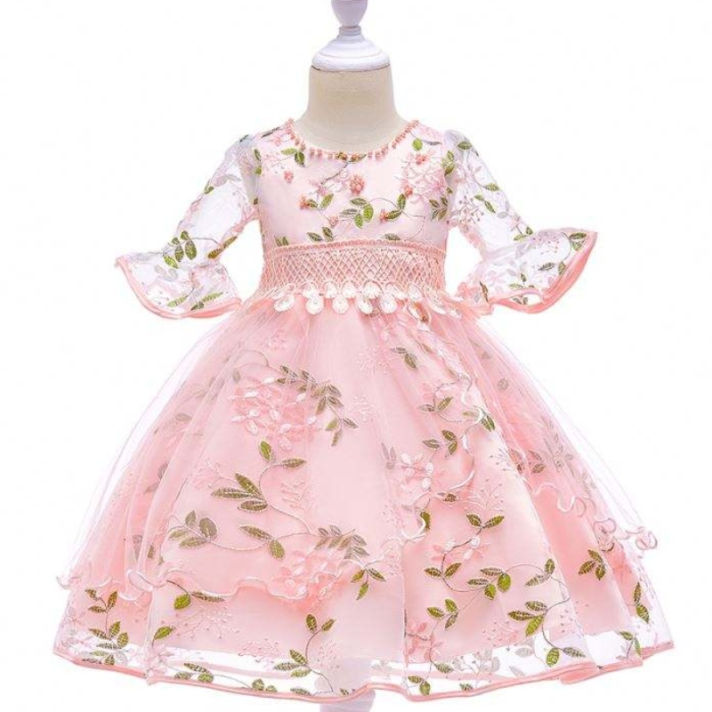 Baige Nya modellklänningar Bröllopsflickor Festkläder för barn Baby Girl frock L5015
