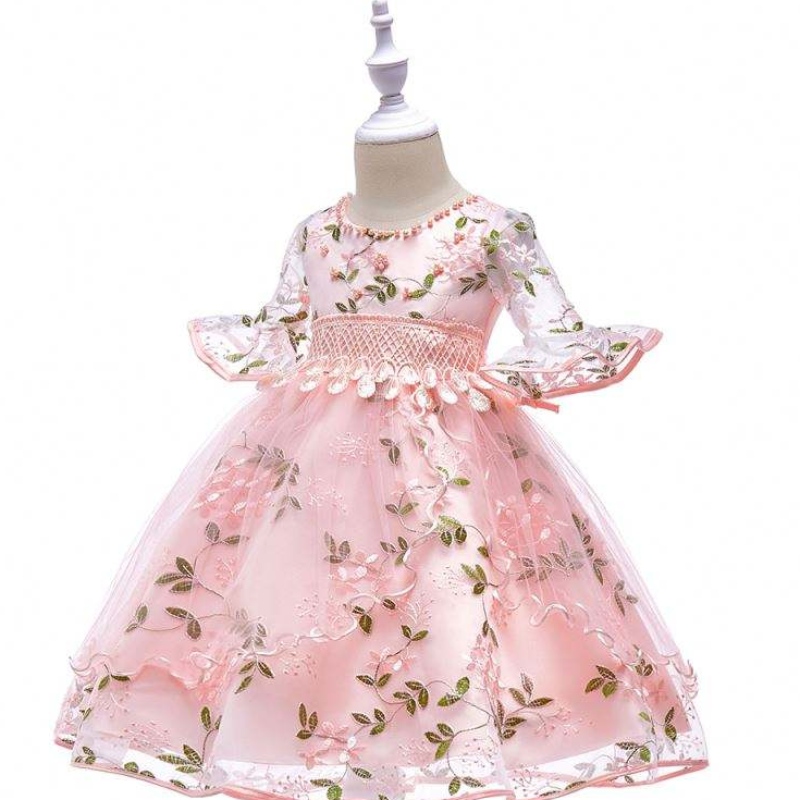 Baige Nya modellklänningar Bröllopsflickor Festkläder för barn Baby Girl frock L5015