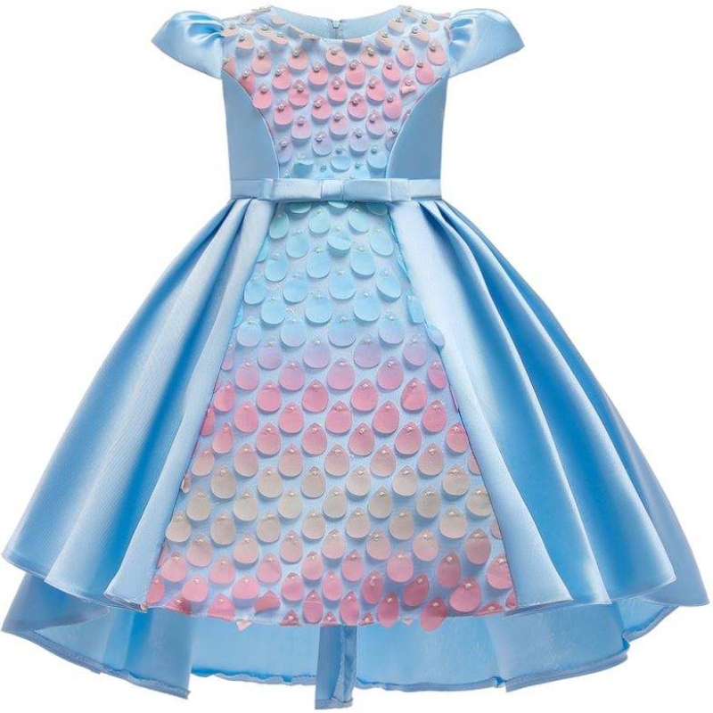 Baige New Design Kids paljett Bow Girl Fruck Girls Party Dresses Beautiful Princess Dress