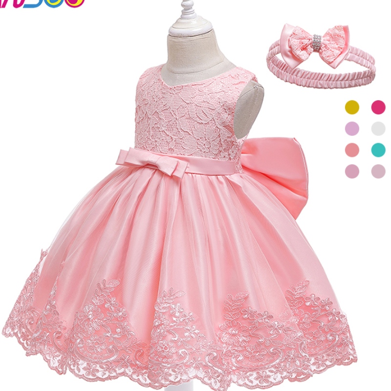 Ansoo New Design Girl \\\\ \'s Princess Dress Bow spets baby ärmlös klänning för bröllopsfest