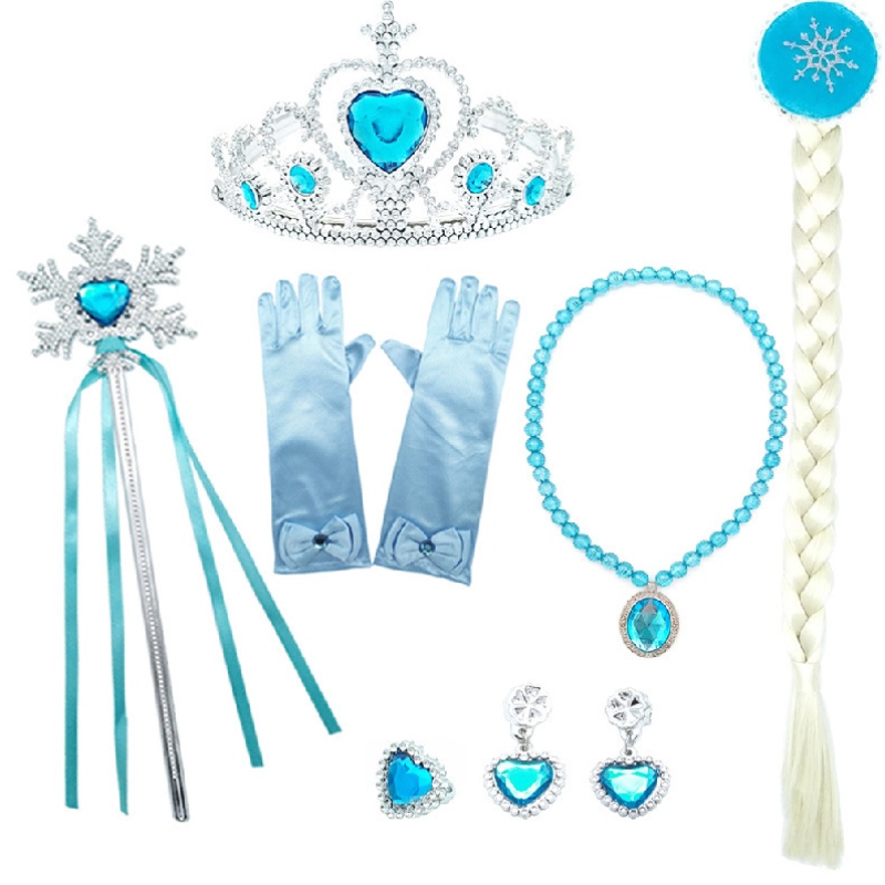 Flickor Elsa klä sig med tågbarn som pärlar långärmad snötryck Halloween Carnival Party Princess Costume