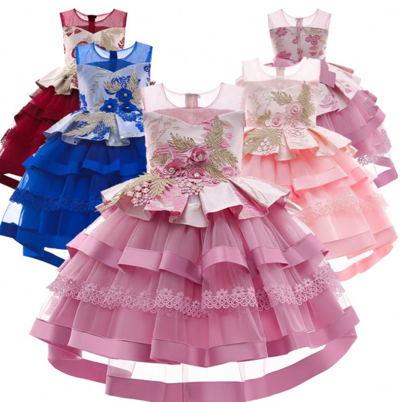 Baige Hot Selling Multi-Layered Baby Girl Födelsedagsklänningar Cotton Girl Princess Party Dresses Girls Tutu Dress for Party