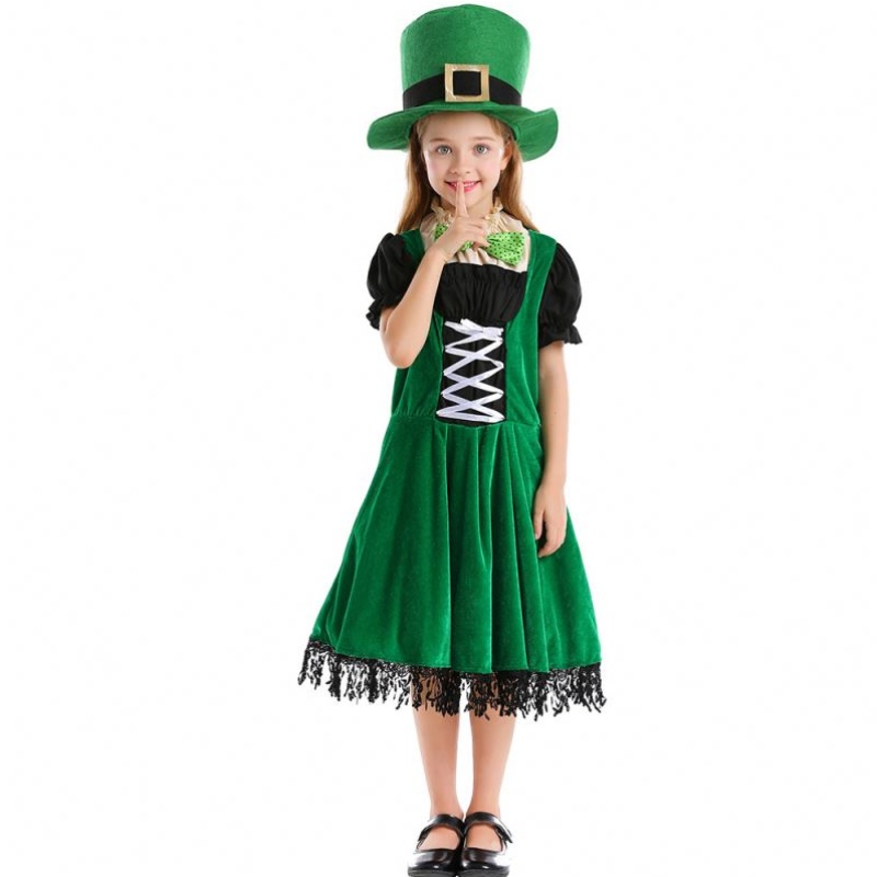 Högkvalitativ Elf Children Cosplay Fancy Party Dress Carnival Leprechaun St. Patrick \\\\ \'s Day Halloween Cosplay Costume