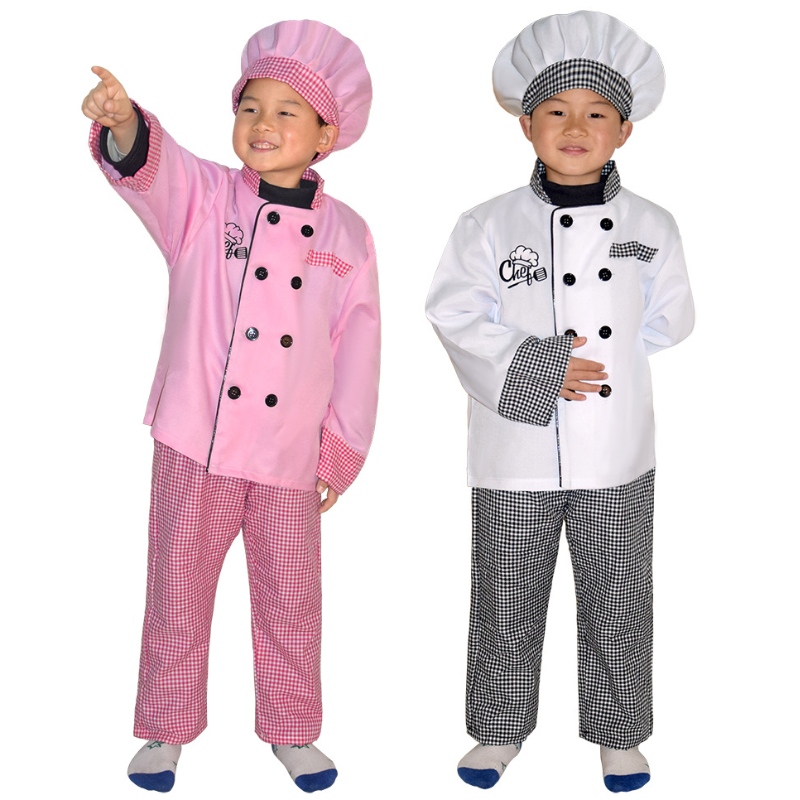 Ny stil Kids Chef Costume Halloween Party Cosplay Clothing Roll Spela Girl \\\\ \'S och Boy \\\\\' s Chef Apron Costume