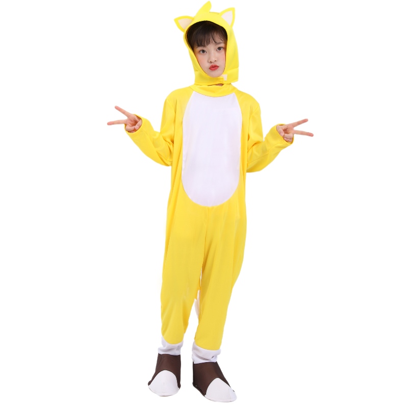 Partihandel Halloween Yellow Fox Tarrs supersonisk pojkekostym Hedgehog Sonic Suits Cosplay Costume för barn