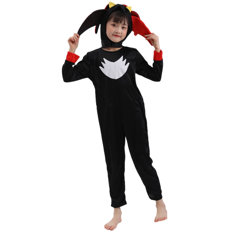 Hot Selling Supersonic Kid Super Black Sonic Black Shadow Charter Costume för Halloween