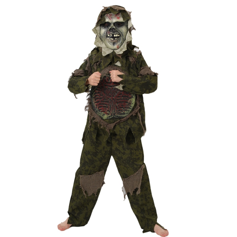Kids Halloween Zombie Costume Cosplay Coy Monster Costume Horror Mask Zombie Clothes
