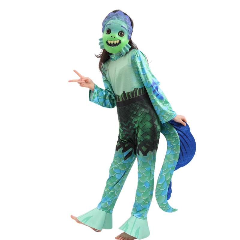 Ny stil barn film Sea Monster Cosplay Jumpsuit Boys Luca Halloween Costumes for Children