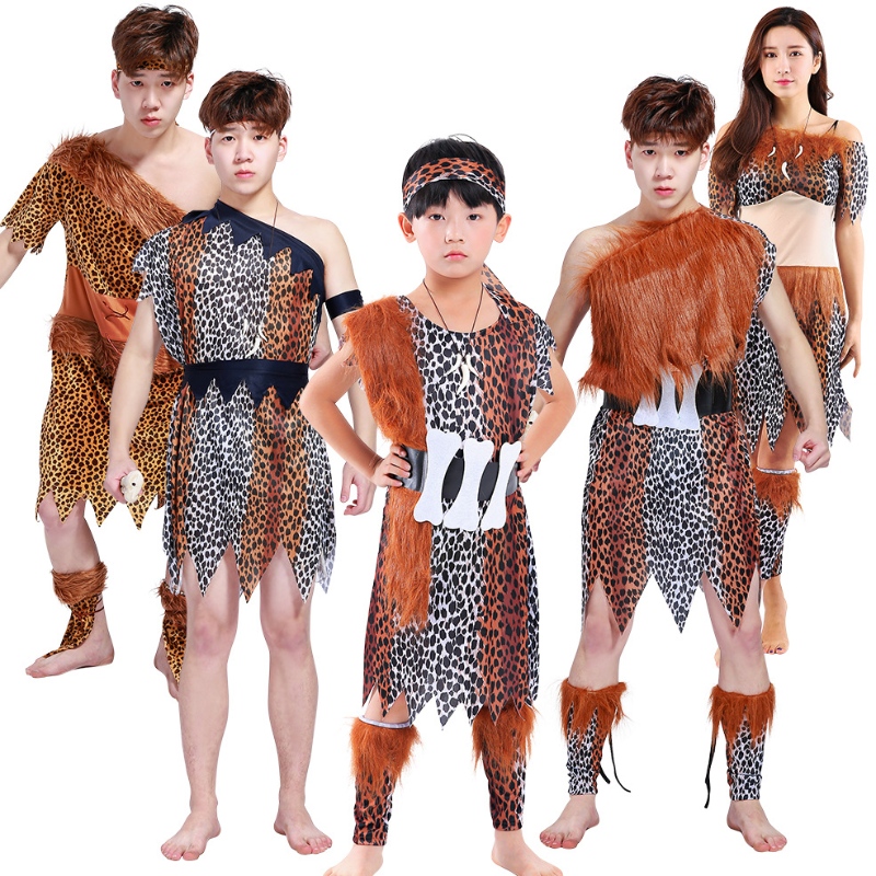 Het försäljning vuxen halloween cosplay afrikansk primitiv vild man kostym barn \\\\ \'s indiska savages prestanda kostym