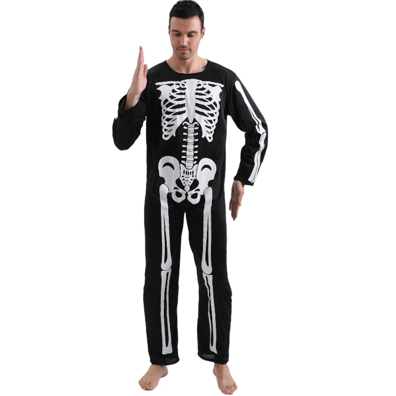 2022 Amazon Adult Jumpsuit Halloween Party Costume Jumpsuit med skelettbentryck för män