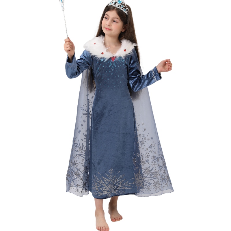 Het Sale äkta Elsa Princess Dress Kids Elsa Cosplay Costume