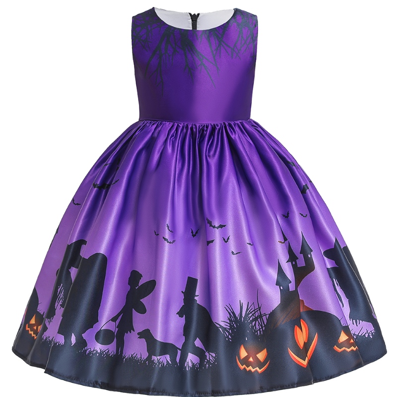 Barnens kläder trycker Hallowen Princess -klänning för Halloween