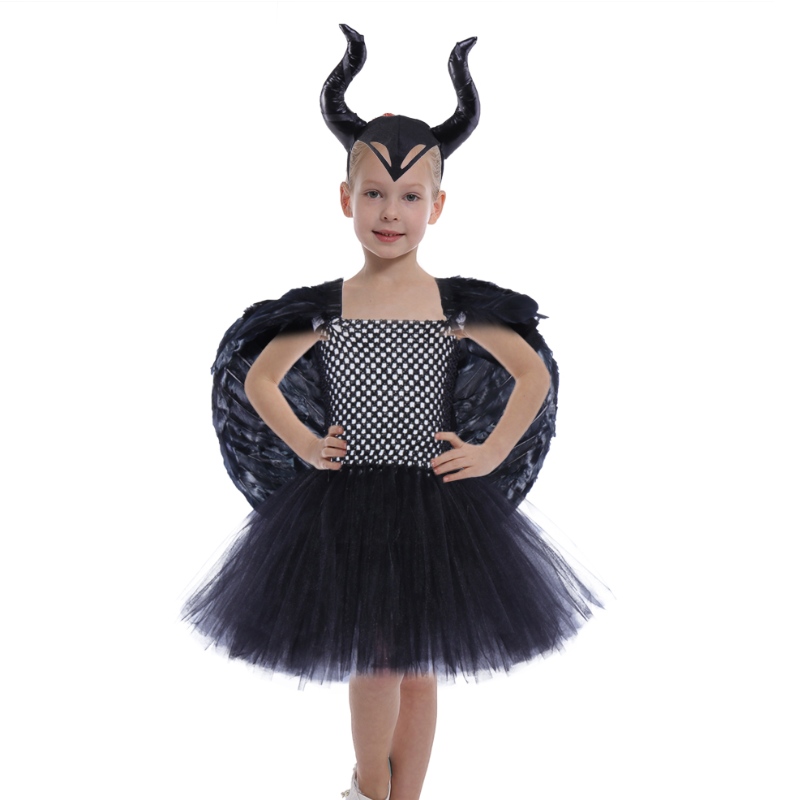 Amazon Hot Selling Girls Princess Fluffy Tutu klär barn Halloween Vampire Witch Cosplay Party klä upp