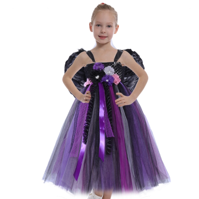 Amazon Hot Selling Girls Halloween Costume Vampire Witch Cosplay Pageant Party Tutu Dresses